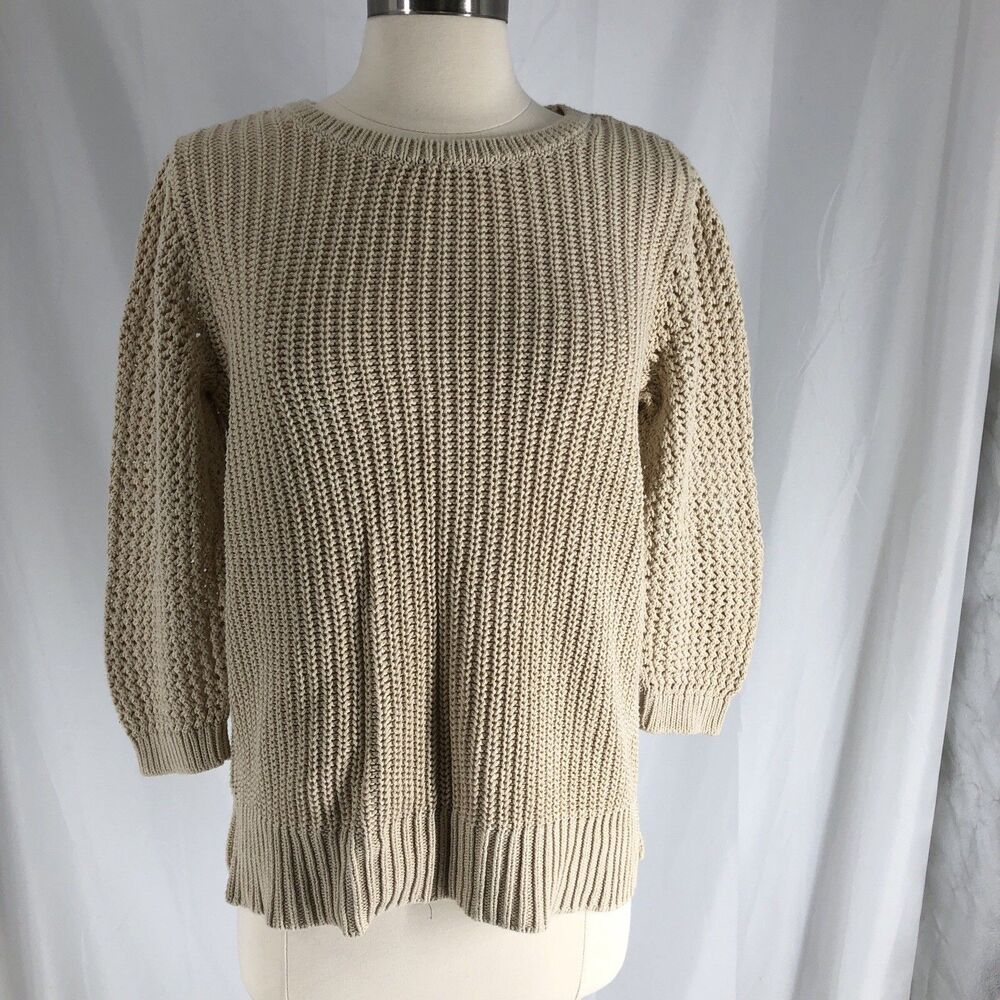 Loft Women Chunky Cable Knit Sweater Pullover Sz Large Cream
